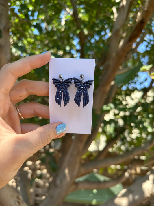 Midnight bat bow dangles